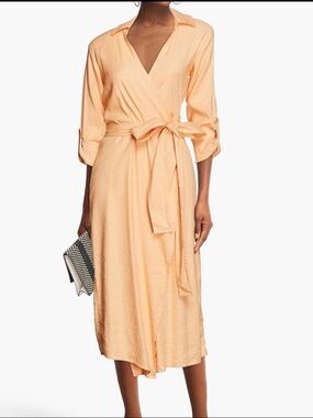 Monrow Midi Linen Dress Orange XS